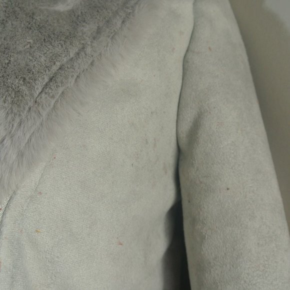 Hollister Biker Jacket Small Faux Suede Fur Grey Plush Super Soft NEW With Defec - Picture 4 of 14